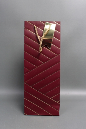 Сумка Люкс под Бутылку Золотая диагональ 37*14*12 бордо L590