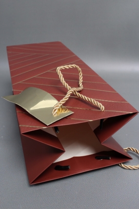 Сумка Люкс под Бутылку Золотая диагональ 37*14*12 шоколад L590