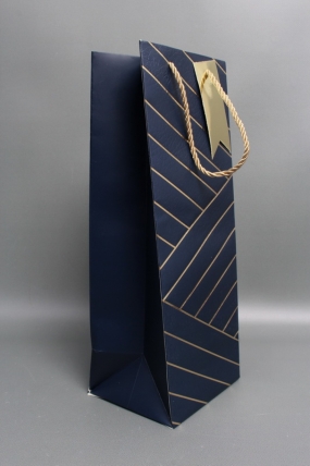 Сумка Люкс под Бутылку Золотая диагональ 37*14*12 синий L590