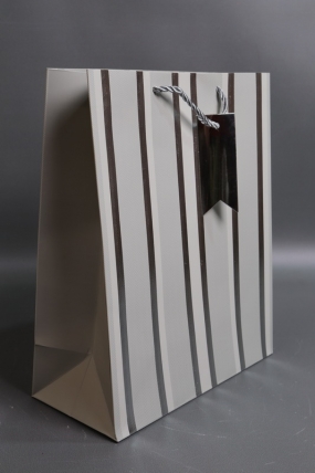 Сумка Люкс Полосы металл  32*26*12  серый  L569