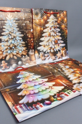 Сумка ЛЮКС Праздничные Ёлочки НГ с блестками  26*32*12  N1954