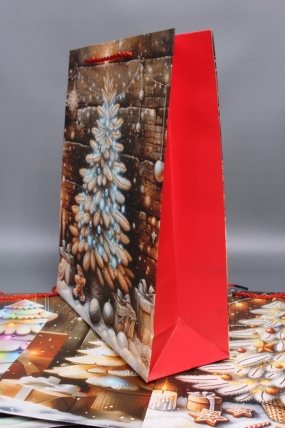 Сумка ЛЮКС Праздничные Ёлочки НГ с блестками  26*32*12  N1954