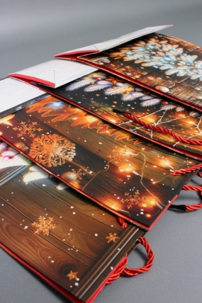 Сумка ЛЮКС Праздничные Ёлочки НГ с блестками  26*32*12  N1954