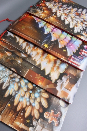 Сумка ЛЮКС Праздничные Ёлочки НГ с блестками  31*41*12  N1955