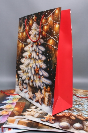 Сумка ЛЮКС Праздничные Ёлочки НГ с блестками  31*41*12  N1955