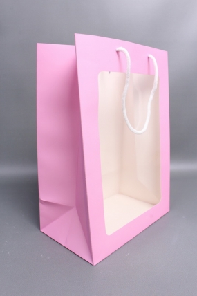 Сумка Люкс с окном 26*32*15 малина L341  Цена за 1шт