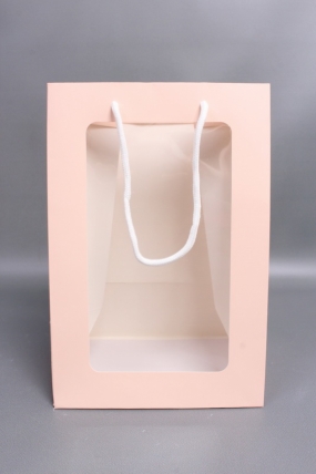 Сумка Люкс с окном персик 20*30*16см L341 Цена за 1шт