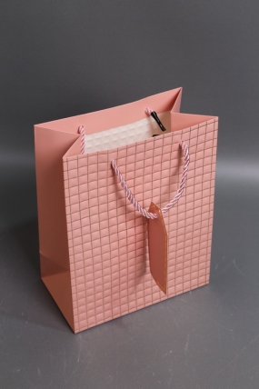 Сумка Люкс Тиснение клетка  18*23*10 розовый L2933 Цена за 1шт