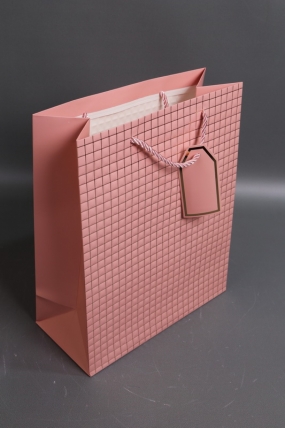 Сумка Люкс Тиснение клетка  26*32*12 розовый  L2932 Цена за 1шт