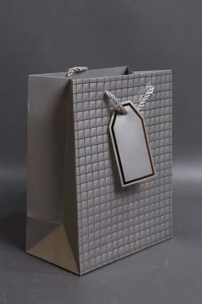 Сумка Люкс Тиснение клетка  18*23*10 серебро L2933 Цена за 1шт