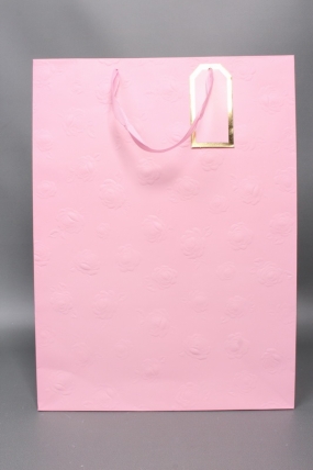 Сумка Люкс Тиснение Розы 31*42*12 розовый  Цена за 1шт  L458