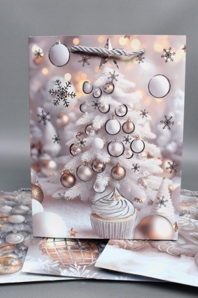 Сумка ЛЮКС Зимнее утро НГ с блестками 18*23*10  N1941