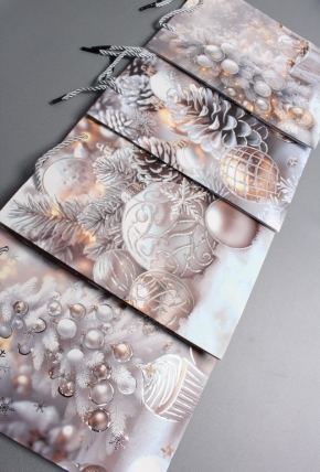 Сумка ЛЮКС Зимнее утро НГ с блестками 18*23*10  N1941