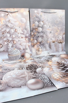 Сумка ЛЮКС Зимнее утро НГ с блестками 26*32*12  N1942