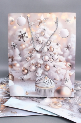 Сумка ЛЮКС Зимнее утро НГ с блестками 26*32*12  N1942