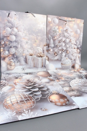 Сумка ЛЮКС Зимнее утро НГ с блестками 31*41*12  N1943