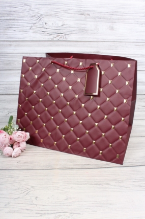 Сумка Люкс Золотая клетка 30*38*30 бордо L604N