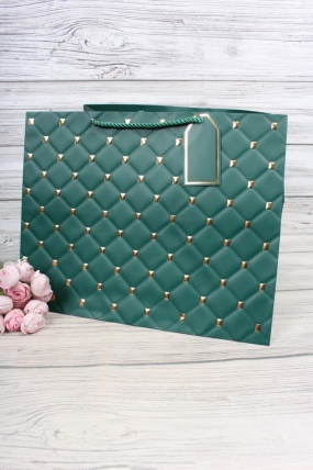 Сумка Люкс Золотая клетка 30*38*30 изумруд L604N