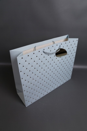 Сумка Люкс Золотая кнопка 50*40*15 голубой   L492