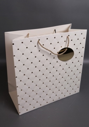 Сумка Люкс Золотая кнопка  38*38*18   белая   L495