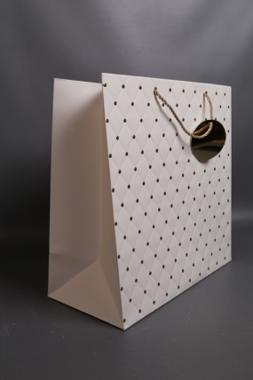 Сумка Люкс Золотая кнопка  38*38*18   белая   L495