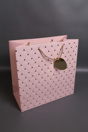 Сумка Люкс Золотая кнопка  38*38*18   розовая   L495