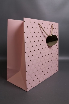 Сумка Люкс Золотая кнопка  38*38*18   розовая   L495