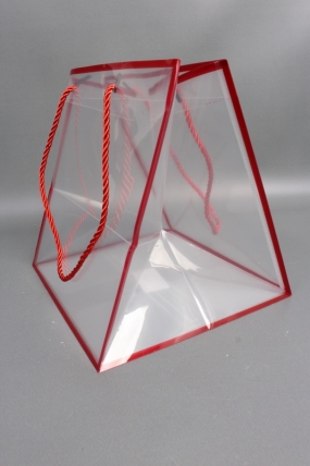 Сумка прозрачная 25x25х22 красный (10шт/уп)   M152 Цена за 1шт