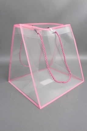 Сумка прозрачная 25x25х22 розовый (10шт/уп)   M152 Цена за 1шт