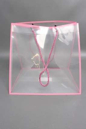 Сумка прозрачная 25x25х22 розовый (10шт/уп)   M152 Цена за 1шт