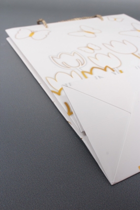 Сумка  Люкс Тюльпаны и Бабочки тиснение  26*32*12  белый  L966