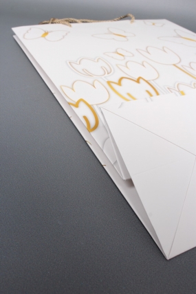 Сумка  Люкс Тюльпаны и Бабочки тиснение  31*42*12  белый  L967