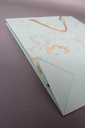 Сумка  Люкс Тюльпаны и Бабочки тиснение  26*32*12  бирюза  L966