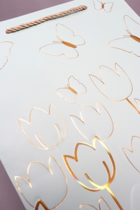 Сумка  Люкс Тюльпаны и Бабочки тиснение  26*32*12  бирюза  L966