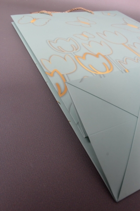 Сумка  Люкс Тюльпаны и Бабочки тиснение  31*42*12  бирюза  L967