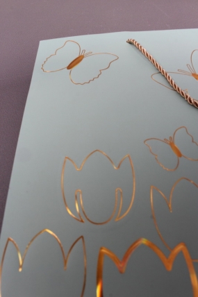 Сумка  Люкс Тюльпаны и Бабочки тиснение  31*42*12  бирюза  L967