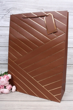 Сумка  Люкс Золотая диагональ (31*42*12) шоколад L475 Цена за 1шт