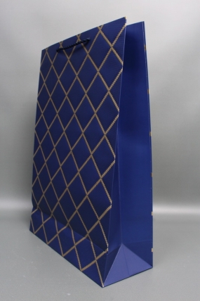 Сумка  Люкс  Резной ромб 31*45*12 синий  L1506