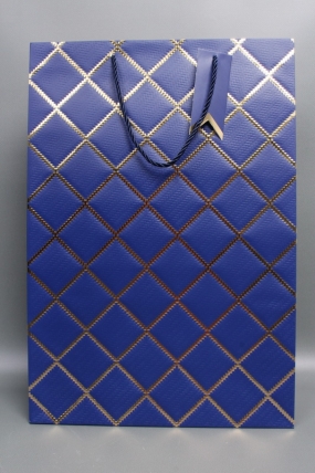 Сумка  Люкс  Резной ромб 31*45*12 синий  L1506