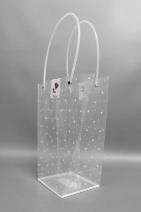 Сумочка пластиковая Горошек, 23.5*11*26cm, белый  1243Н