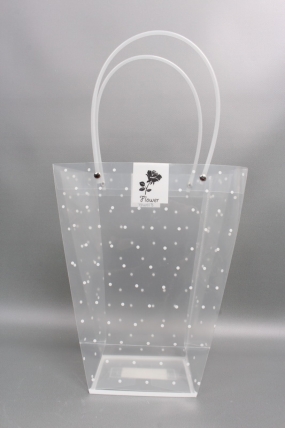 Сумочка пластиковая Горошек, 23.5*11*26cm, белый  1243Н