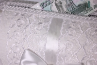 сундук свадебный для денег - белый с кружевом открывающийся (1) 28х15см h=19см