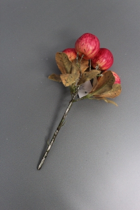 Ветка декоративная с яблоками (4 шт. на ветке), 21 см,1 шт.  4647М